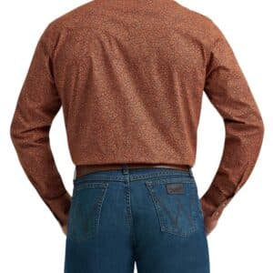MENS LS PAISLEY PRINT WITH BROWN PEARL SNAPS SHIRT