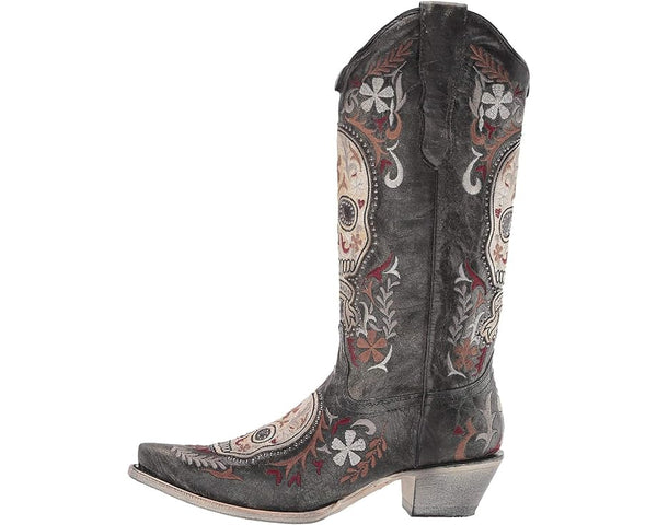 BLACK/WHITE SKULL OVERLAY & EMBROIDERY & STUDS