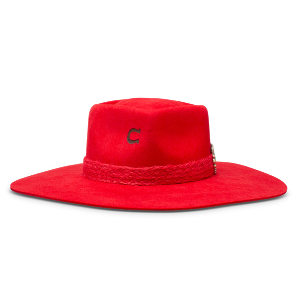 CHARLIE 1 HORSE RED FLING FELT HAT