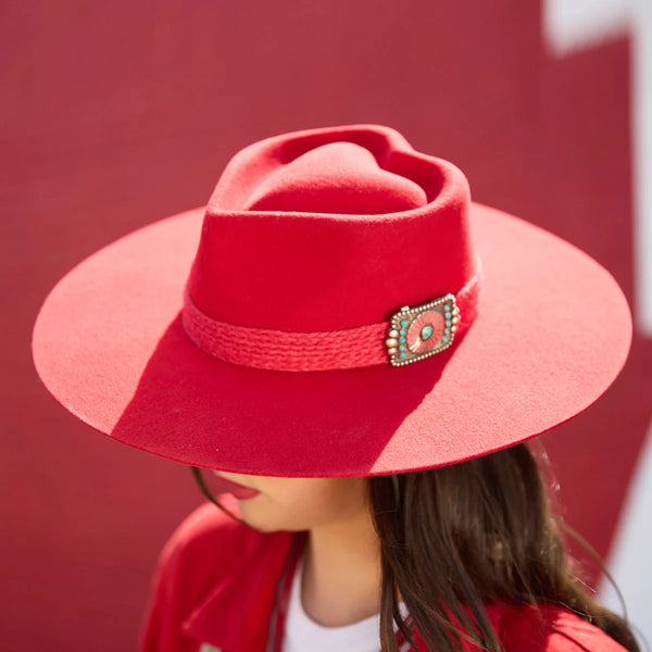 CHARLIE 1 HORSE RED FLING FELT HAT