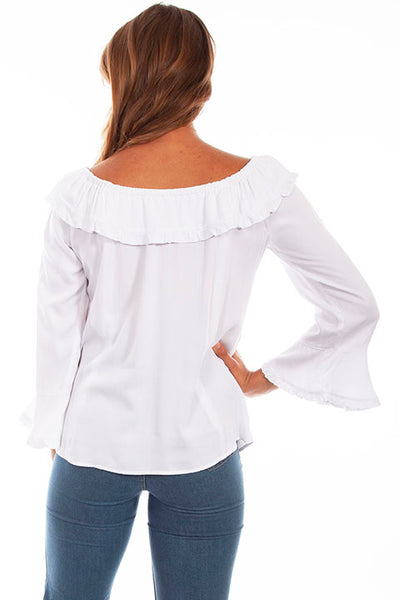 LADIES RUFFLE ON/OFF SHOULDER BLOUSE