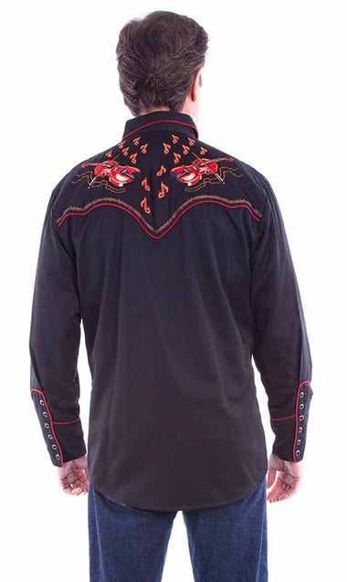 MENS EMBROIDERED DUELING FIDDLES SHIRT