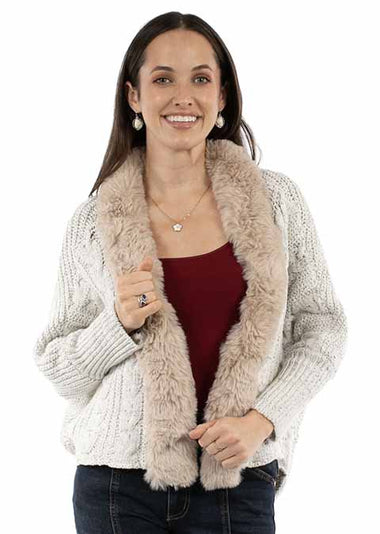 LADIES CARDIGAN SWEATER W/LACE UP BACK