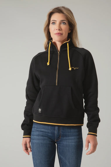 MALTA CROPPED QUARTER ZIP BLACK SWEATSHIRT