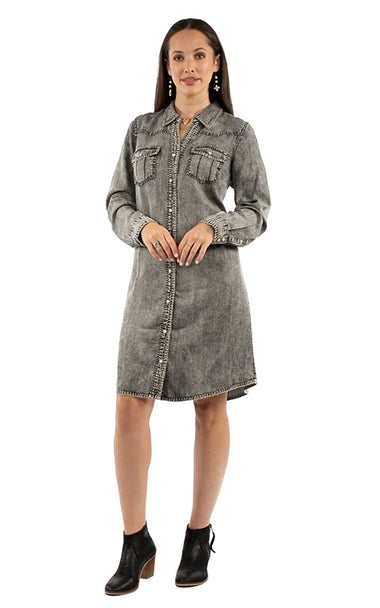 LADIES CHARCOAL WHIPSTITCH DRESS