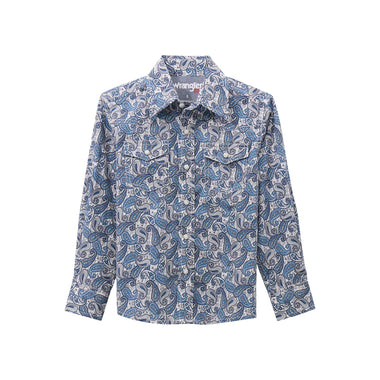 BOYS BLUE LS PAISLEY SNAP SHIRT