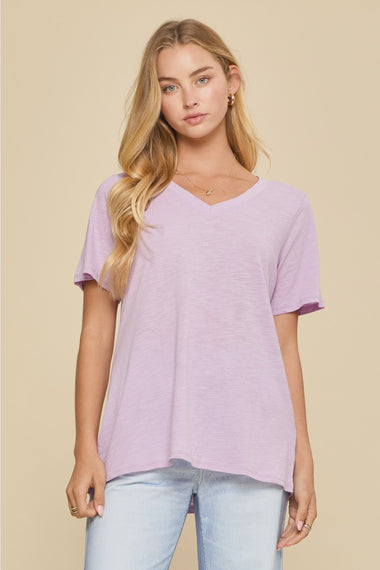 LADIES ESSENTIAL COTTON V-NECK TEE