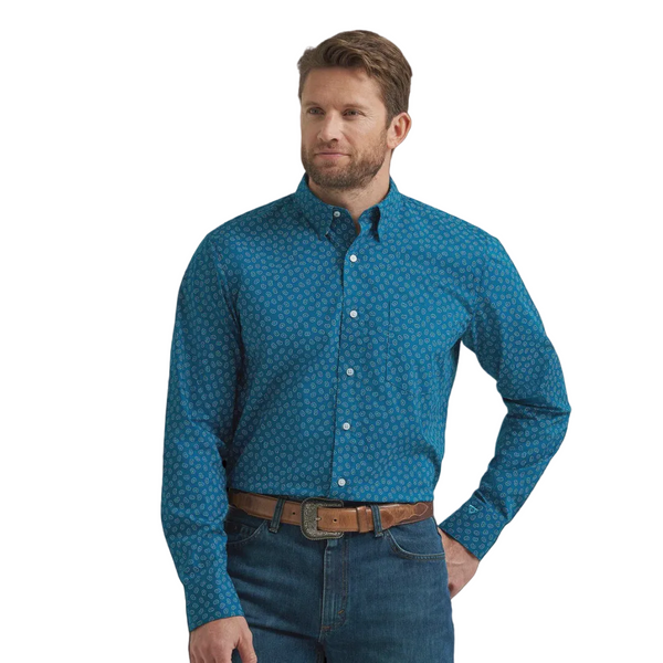WRANGLER MEN’S CODY JOHNSON INK BLUE PAISLEY SHIRT