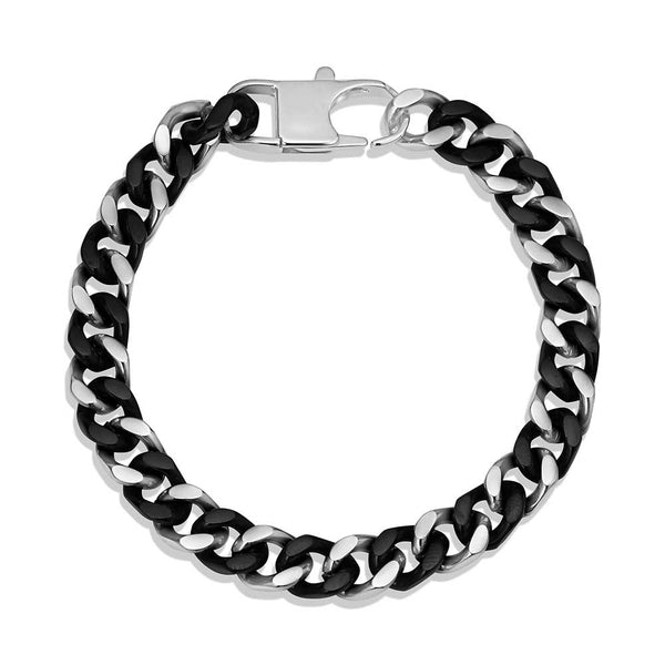 Mens Two Tone Cuban Link Chain Bracelet