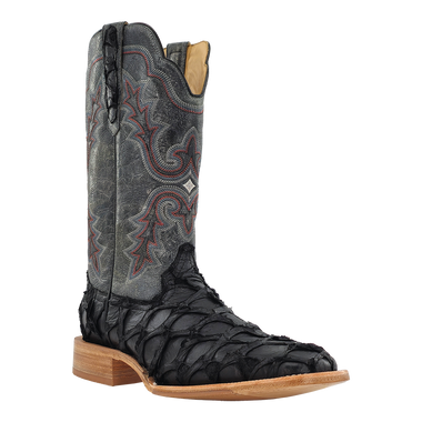 MENS BLACK PIRARUCU & CRATER GRAY COWHIDE BOOTS