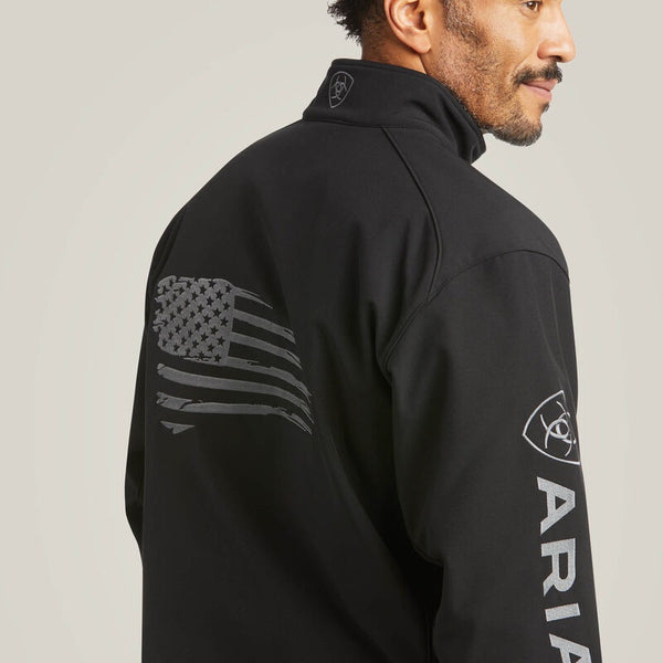 MENS ARIAT LOGO 2.0 PATRIOT SOFTSHELL JACKET BLACK