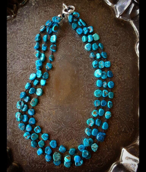COIN TURQUOISE 3 STRAND NECKLACE