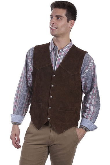 MENS SUEDE WESTERN FRONT SNAP VEST