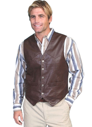 MENS SNAP FRONT LEATHER VEST