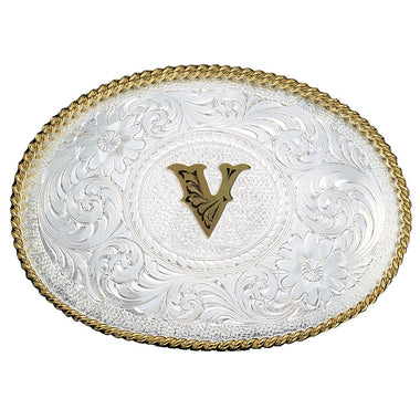 TWO TONE INITIAL  V BUCKLE