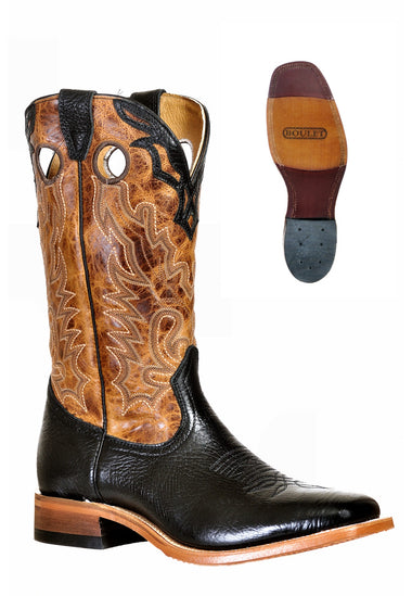 MENS BLACK SHOULDER LEATHER SQ TOE