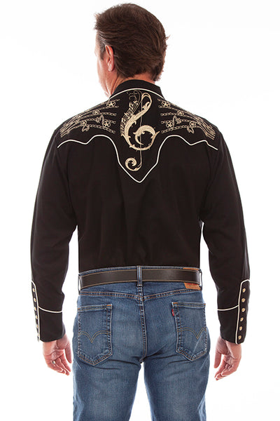 MENS MUSIC NOTE EMBROIDERED SHIRT